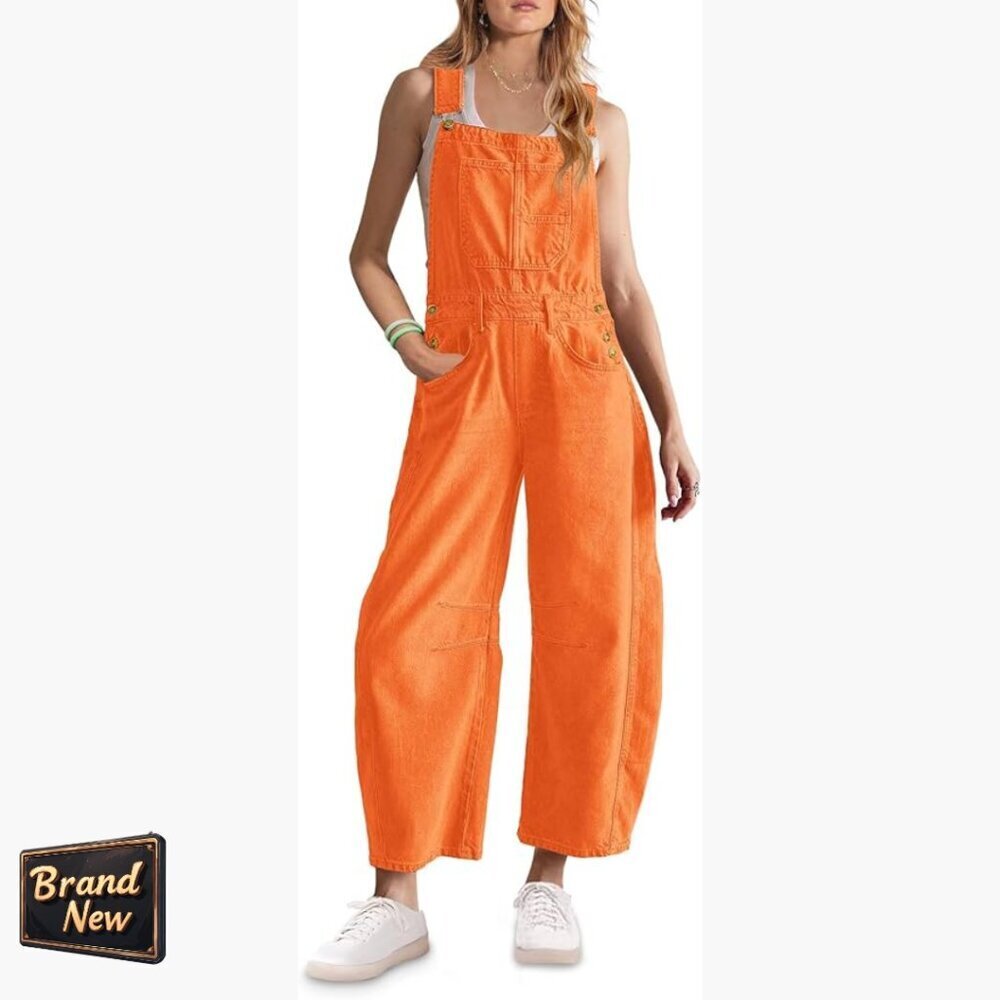 Denim Wide Leg Overalls with Adjustable Straps and Pockets, Casual Jumpsuit